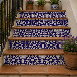 Royal Indigo Elegant Geometric Floral Mosaic Kakelplatta