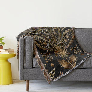 Royal Indiska lyxen Black & Guld Filt
