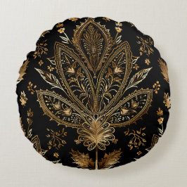 Royal Indiska lyxen Black & Guld Rund Kudde