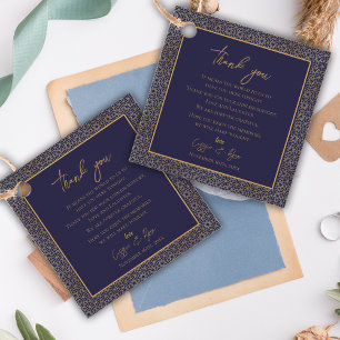 Royal Intricate Regal Navy & Guld Design Bröllop Gåvor Etiketter