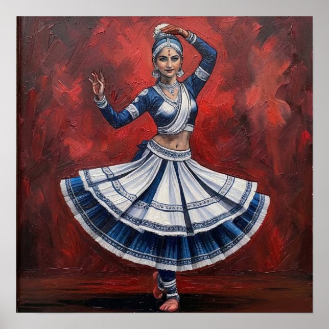 Royal Kathak Mudra Classical Dance Heritage Art Poster (Framsidan)