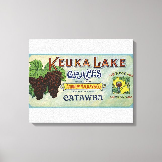 Royal Keuka Sjö Grapes etikett Canvastryck (Framsida)