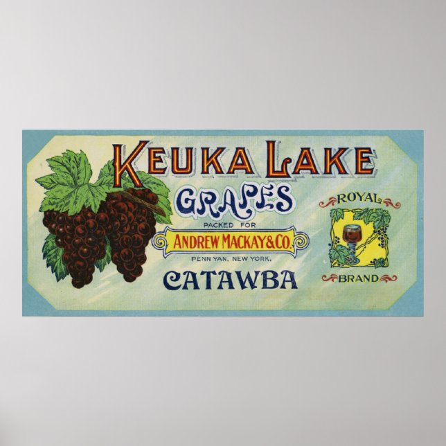 Royal Keuka Sjö Grapes etikett Poster (Framsidan)