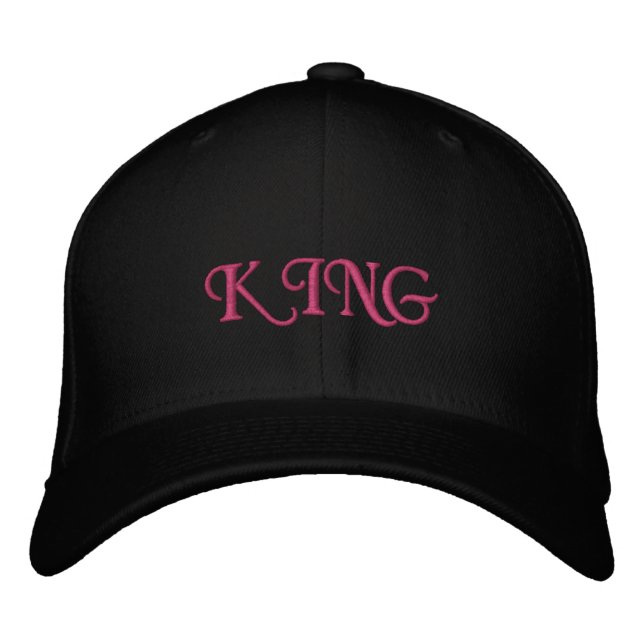 Royal King Basic Flexfit Ull-Cap Svart Elegant  Broderad Keps (Framsida)