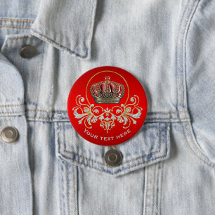 Royal Kor Krona - Guld Blue Red Knapp