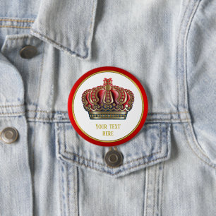 Royal Kor Krona - Guld Blue Red Knapp