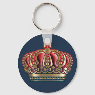 Royal Kor Krona - Guld Blue Red Nyckelring