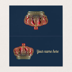 Royal Kor Krona - Guld Blue Red Visitkort