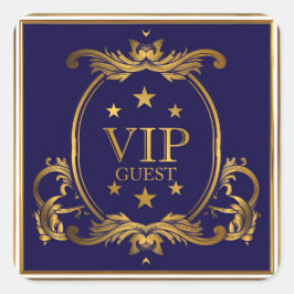 Royal Krona Blue och Guld Flouruses Bröllop VIP Fyrkantigt Klistermärke