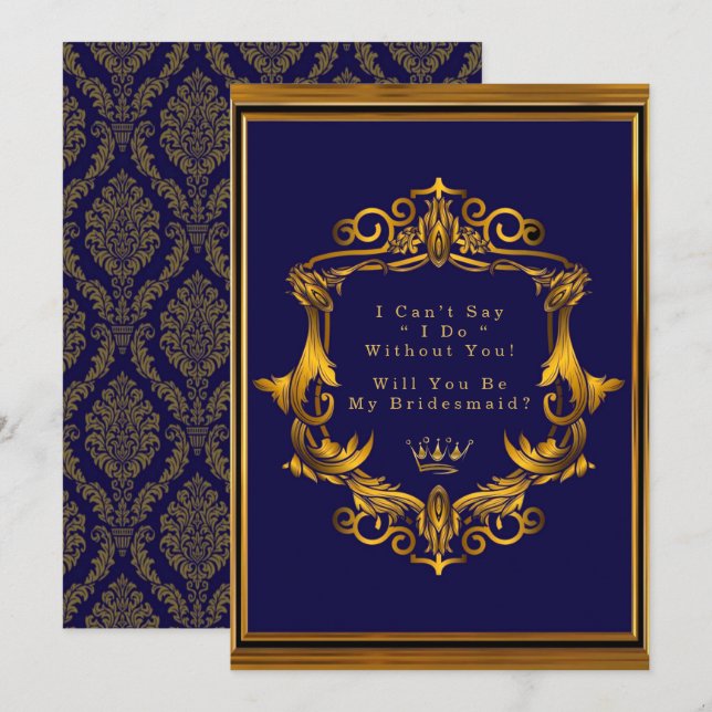 Royal Krona Flourish, kommer du att bli min brides Inbjudningar (Fram/baksida)