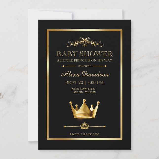 Royal Krona Prince Baby Shower Inbjudningar (Framsida)