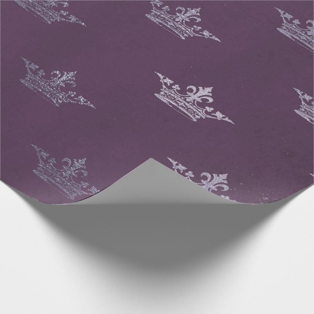Royal Krona Princess Amethyst Lila Plum Grått Presentpapper (Hörn)