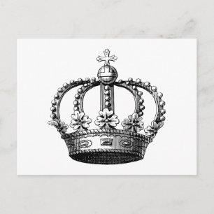 Royal Kung Krona Svarta och vita Vintagen Vykort