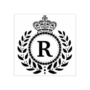 Royal Laurel Wandan Krona Monogram   Svartvit Stämpel