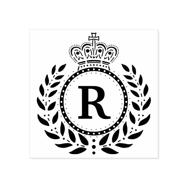Royal Laurel Wandan Krona Monogram | Svartvit Stämpel (Tryck)