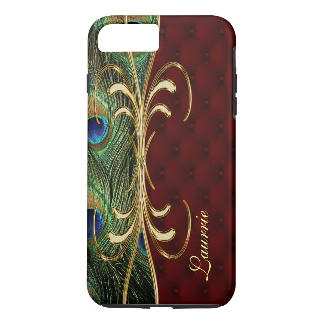 Royal Leather Peacock iPhone 7 Plus Monogram Fodra Case-Mate iPhone Skal (Baksida)