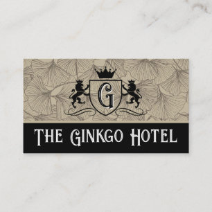 Royal Lejon Vapensköld Vintage Ginkgo Mönster Visitkort