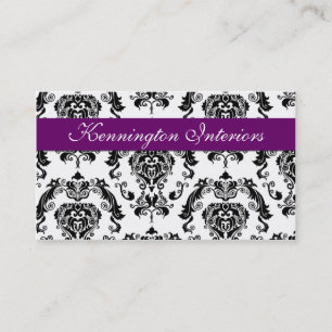 Royal Lila Black Damask Snöre Affärskort Visitkort