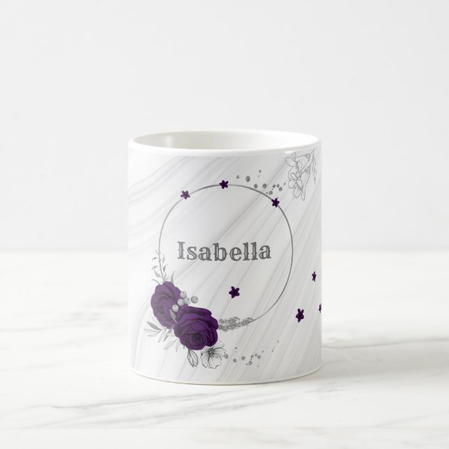 royal lila blommor silver löv marble kaffemugg (Center)