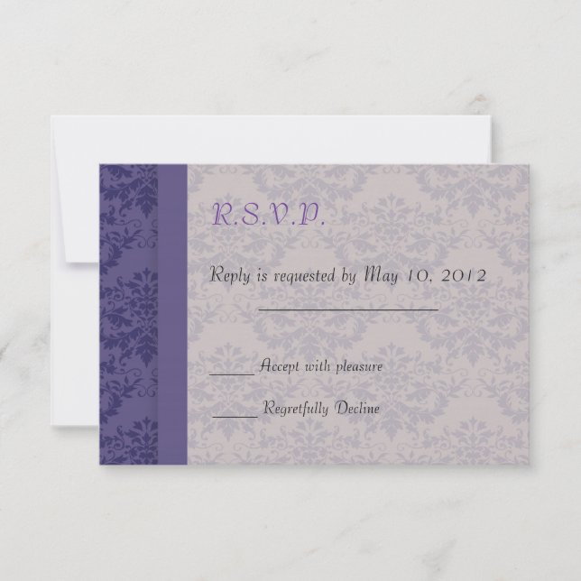 Royal Lila Damask Wedding OSA Kort (Framsida)