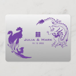 ©Royal Lila Dragon-Phoenix Chinese Bröllop Inbjudningar