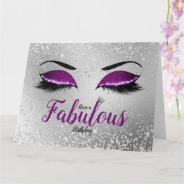 Royal Lila Fabulous Glitter Öga Large Birthday Kort