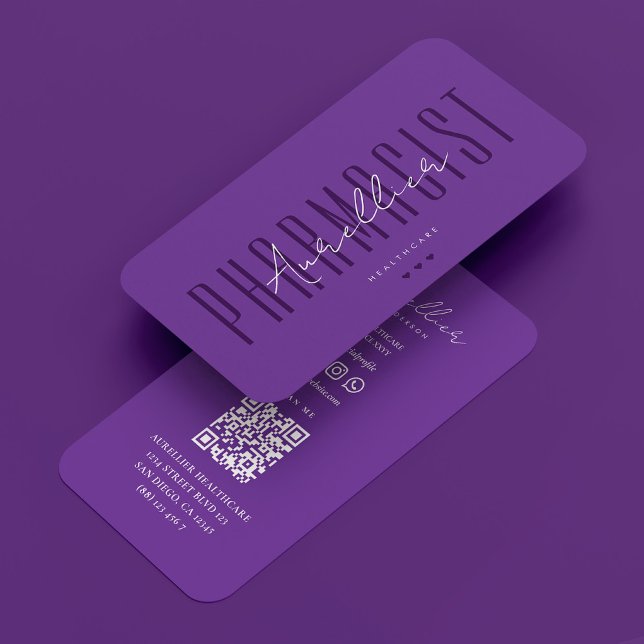 Royal Lila Farmakoterapeutisk Professionell Visitkort (Royal Purple Pharmacist Healthcare Professional Business Card
)