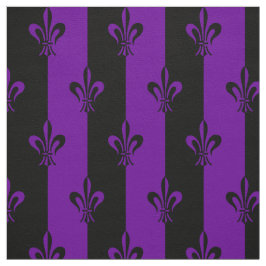 Royal Lila Fleur De Lis Lily Flower Mönster Tyg