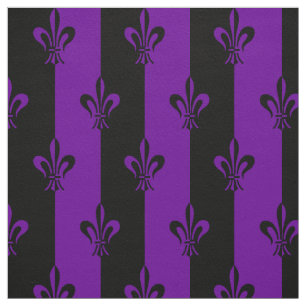 Royal Lila Fleur De Lis Lily Flower Mönster Tyg
