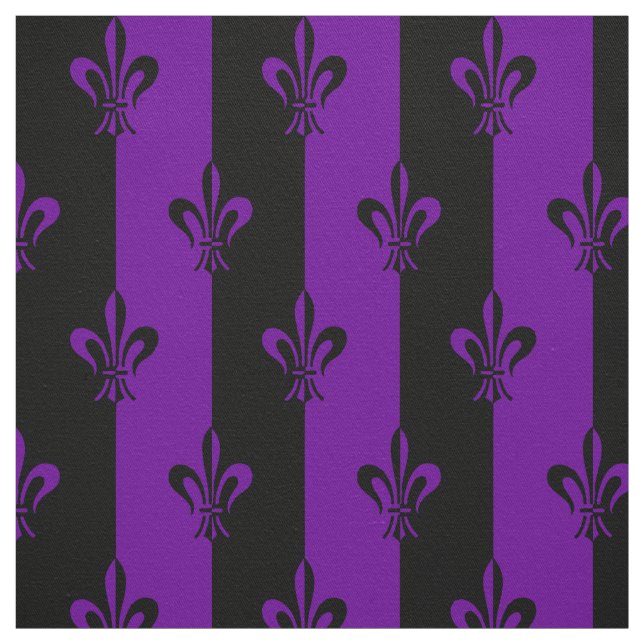 Royal Lila Fleur De Lis Lily Flower Mönster Tyg (Provkarta)