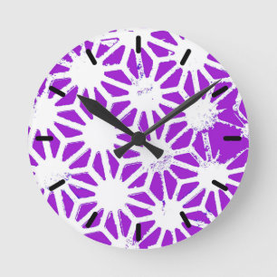 Royal lila geometrisk mönster rund klocka