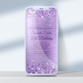 Royal Lila Glitter Amethyst Foil 50 Birthday Inbjudningar