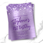 Royal Lila Glitter Foil fet 50:e födelsedagen Inbjudningar<br><div class="desc">Ett modernt, glamoröst, handskrivet stil-skript, 50-årsinbjudan till henne. Du kan anpassa det här inbjudan för ytterligare en milstolpe på födelsedagen. Den digitala konstbilden faux sparkly light och royal lila glitter med extra-gnistor mot en ljusare lila-platinafografik i form av folier för digital konst. All den blanka inslag i den här moderna...</div>