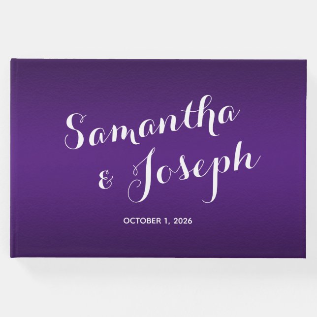 Royal Lila Gradient Bröllop Gästböcker (Framsida)