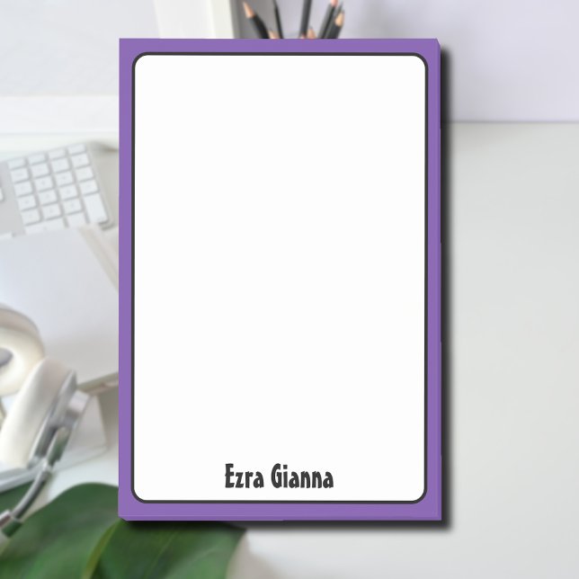 Royal Lila Gräns Minimalistisk Professionell Namn Post-it Block (Skapare uppladdad)