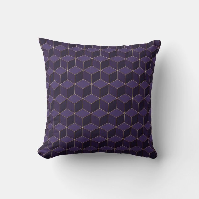 Royal lila hexagon och golden-uppgifter kudde (Framsida)