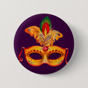 Royal lila maskeringsmask mardi gras knapp