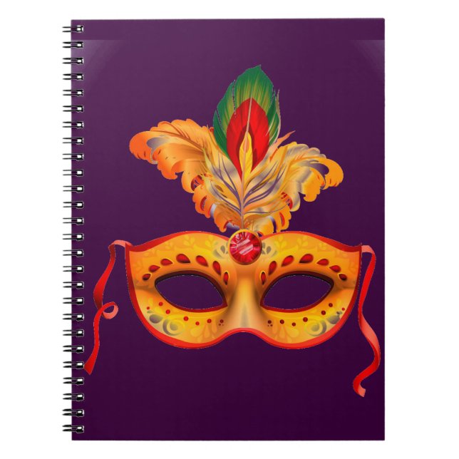 Royal lila maskmaskmardi gras anteckningsbok med spiral (Framsidan)