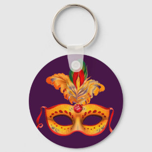 Royal lila maskmaskmardi gras nyckelring