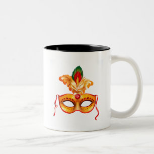 Royal lila maskmaskmardi gras Två-Tonad mugg