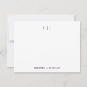 Royal Lila Monogram par Initialer Personlig Anteckningskort
