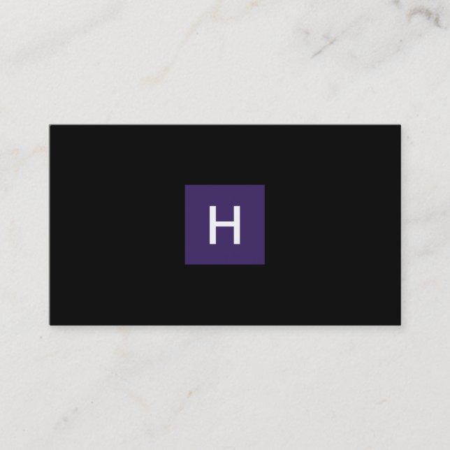 Royal Lila Monogram Square Visitkort (Framsida)