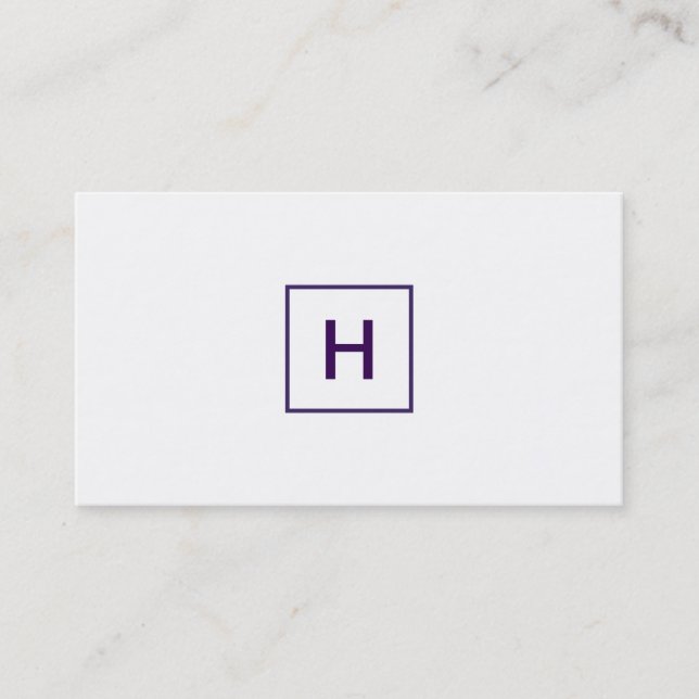 Royal Lila Monogram Square Visitkort (Framsida)