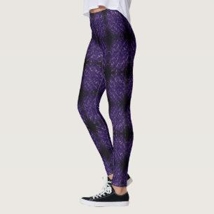 Royal Lila Mörk Abstrakt Mönster Geometric Leggings