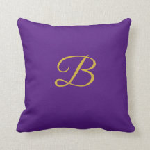 Royal Lila och Guld Färg Monogram Dekorativ kudde