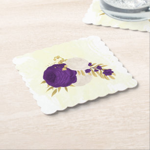 royal lila och vita blommor guld underlägg papper