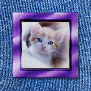 Royal Lila och vita fotopapper Ram Knapp