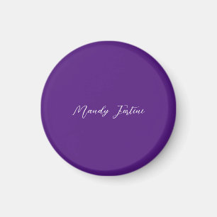Royal Lila Plain Elegant Minimalist Calligraphy Magnet