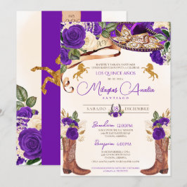 Royal Lila Ro Mariachi Elegant Western Charro Inbjudningar