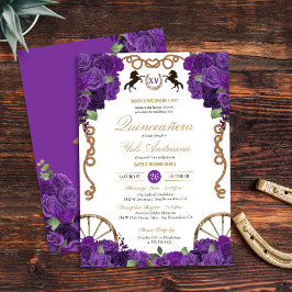 Royal Lila Ro Western Charro Quinceañera Inbjudningar